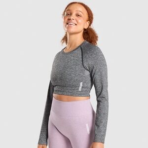 Gymshark ADAPT MARL SEAMLESS LONG SLEEVE CROP TOP (Size M)